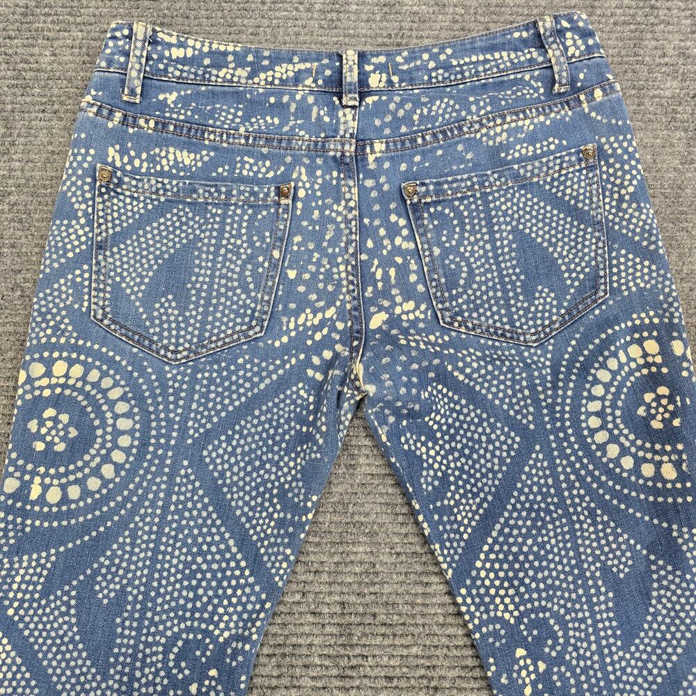 Free People Bali Flare Jeans 27 Bleach Geometric Mandala Blue Womens 30x33 - Picture 5 of 9